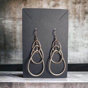 Vintage Silver Tone Dangle Earring Women Layered Loop Fashion Jewelry Boho Style